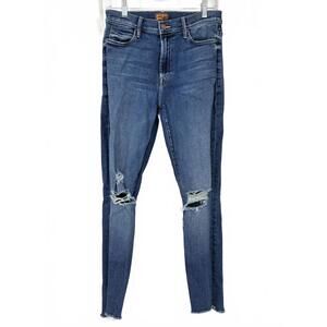 Mother The Stunner Zip Ankle Step Fray Distressed Skinny Jeans Size 29